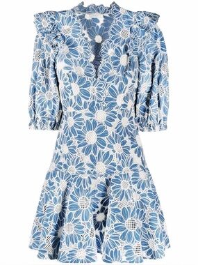 Sandro Blue Floral Lace Dress